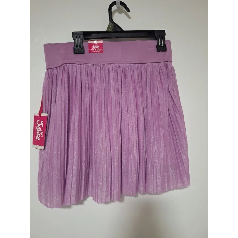 Justice Girls Active pleated skort (w/Shorts) size XL (16-18) Lavender sparkle